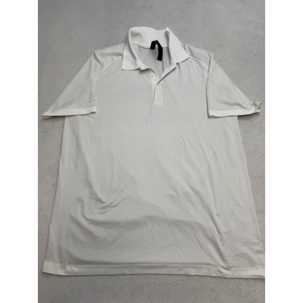 Lululemon Polo Shirt Mens XL White Stripe Stretch Performance Golf Jersey Summer